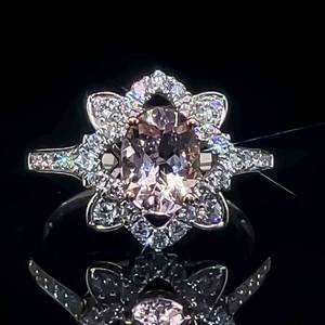 Brand New 1.44ctw. Natural Morganite &amp Diamond Distinctive Symbol of Love Ring in 14k White Gold $3200 Retail VIDEO