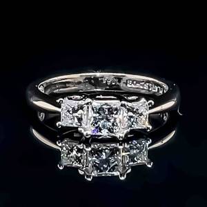 LEO Diamond 0.96ctw Princess Three Diamond Ring in Platinum14k White Gold VS Clarity $5,875 Retail VIDEO