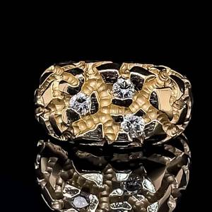 Mens 0.40ctw Diamond Nugget Ring in 14k Yellow Gold $2,950 Retail VIDEO