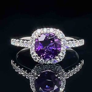 Brand New Elegant 1.48ctw Amethyst &amp Diamond Halo Ring in 14k White Gold $1,999 Retail VIDEO