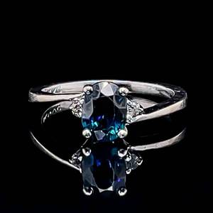 Natural Oval Blue Sapphire &amp Diamond Slim Bypass Ring in White Gold $1,950 Retail VIDEO
