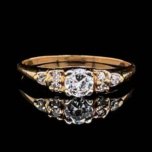 14 Carat Vintage Diamond Ring in 14k Yellow Gold - Circa 1940s-50s $1,950 Retail