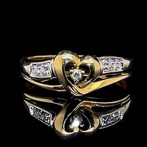 Diamond Heart Halo Ring in Yellow Gold