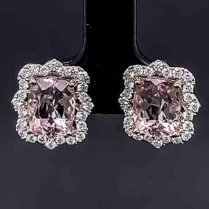 Brand New 4.64 Carat Natural Morganite &amp Diamond Vintage Exquisite Lace Style Earrings in 14k White Gold $4,250 Retail VIDEO