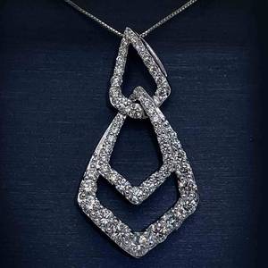 Elegant Estate 2.50 Carat Diamond Open Halo Geometric Frame Dangle Pendant in 14k White Gold $5,250 Retail VIDEO