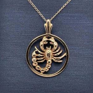Gucci Inspired Zodiac Astrology Scorpio Scorpion Pendant Necklace in 14k Yellow Gold