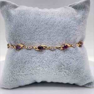 RARE Color-Changing Alexandrite & Diamond Curved Ribbon Link Bracelet in 14k Yellow Gold