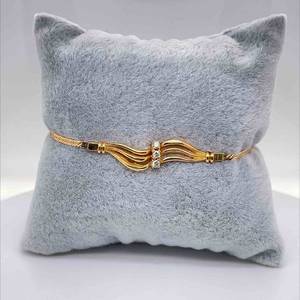 Diamond Three-Stone Wavy Design Bracelet in 14k Yellow Gold Vintage, Estate, Unique