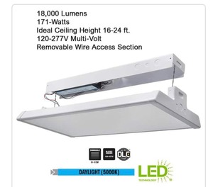 lot 85 image: 2 ft. 400-Watt Equivalent 18,000 Lumens 171-Watts Integrated LED Dimmable White High Bay Light 120-277 Volt 5000K