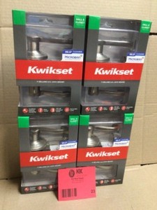Lot of 4 Lido Satin Nickel Privacy BedBath Door Handle Featuring Microban Antimicrobial Technology with Lock by Kwikset Customer Returns See Pictures