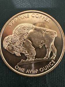 lot 10 image: 1oz .999 Investment Grade Copper Round