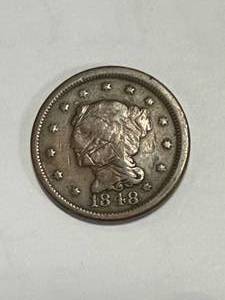 lot 26 image: 1848 One Cent Penny