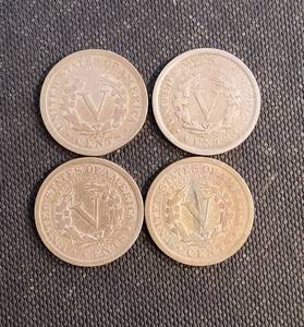 GROUP OF 4 LIBERTY NICKELS 1908 1909 1910 1911