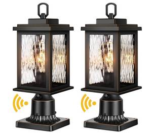 lot 48 image: VIANIS Outdoor Post Light Fixture with Pier Mount Base, 2 Pack