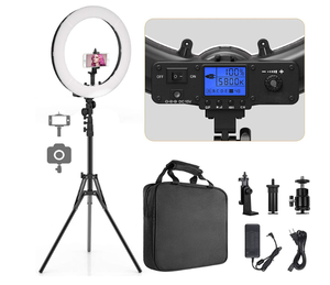 lot 7 image: Ring Light, 19 Bi-Color LCD Display Ring Light with Stand