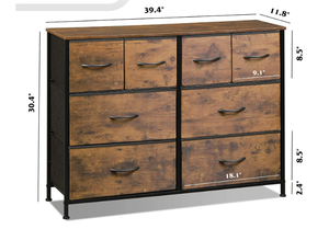 lot 25 image: WLIVE Fabric Drawer Dresser for Bedroom with 8 Drawers Wood Grain Print
