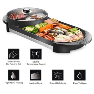 lot 67 image: SEAAN Hot Pot with Grill, Hotpot Pot Electric Grill Indoor Shabu Shabu Pot Korean bbq Grill Smokeless, Separate Dual Temperature Control