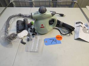 lot 74 image: BISSELL SteamShot Deluxe Hard Surface Steam Cleaner with Natural Sanitization, Multi-Surface Tools - 39N7A