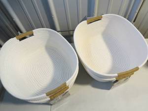 lot 99 image: 4 Basket Lot - Members Mark Rope Baskets 12.6 x 14 x 6 - White