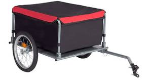lot 53 image: Bicycle Trailer, Foldable Bike Trailer, 16 Wheels, 145 lbs Max Load, Removable Cover, Folding Frame Quick Release