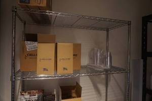 lot 24 image: Stainless Steel 4 Level Adjustable Shelving Unit