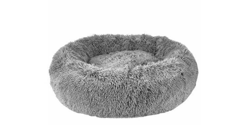 lot 578 image: NEW Canine Creations Arlee Calming Vegan Fur Memory Foam Donut Style Pet Bed 29 - Gray