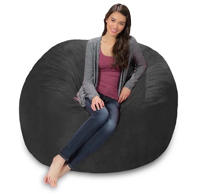 lot 565 image: NEW Comfy Sacks 5 Memory Foam Bean Bag Chair - Charcoal Gray