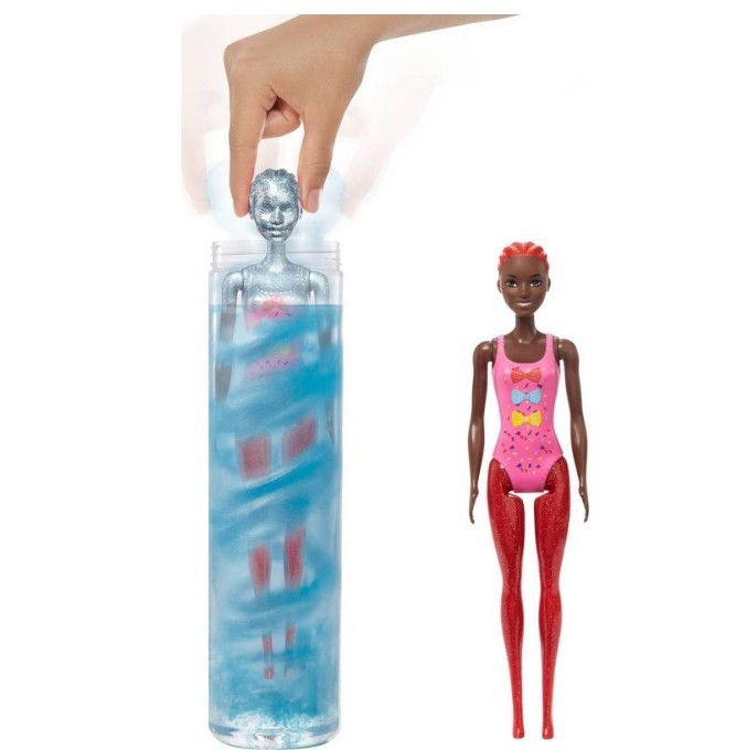 lot 519 image: NEW Barbie Color Reveal Glitter Hair Swaps Doll, Glittery Pink with 25 Hairstyling & Party-Themed Surprises Including 10 Plug-in Hair Pieces, Gift for Kids 3 Years Old & Up