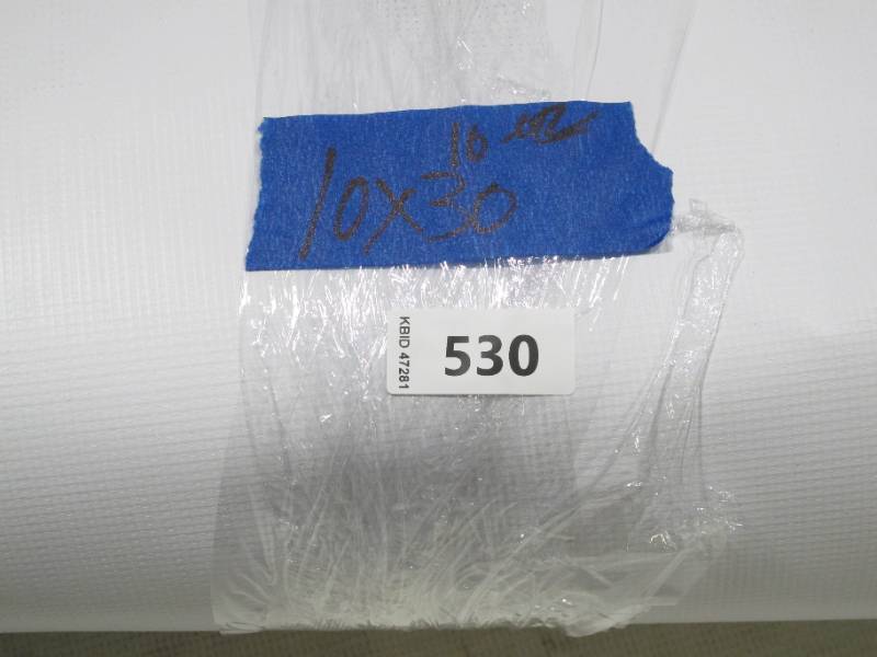 lot 464 image: NEW Vinyl Tarp - 10 x 30  White  White Vinyl tarp - 10 oz. Lightweight Duty