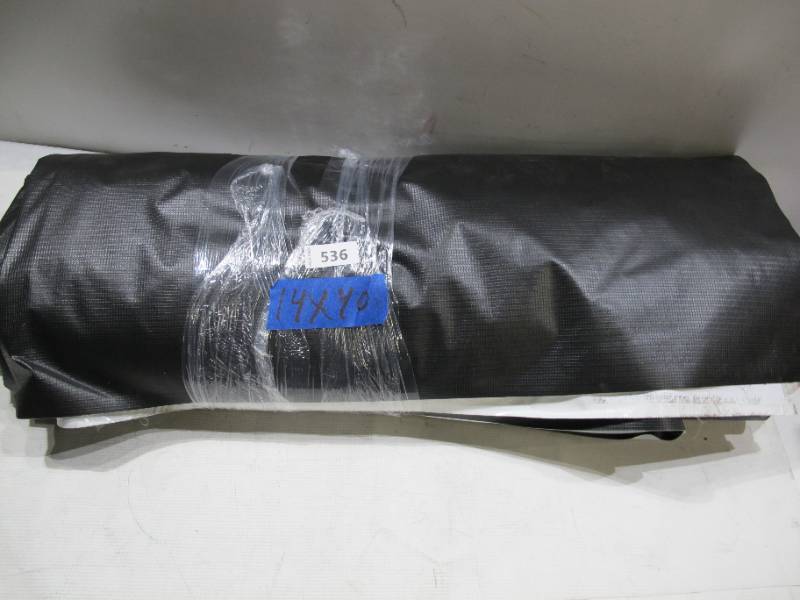 lot 465 image: NEW Vinyl Tarp - 14 x 40  Black  White Vinyl tarp - 10 oz. Lightweight Duty