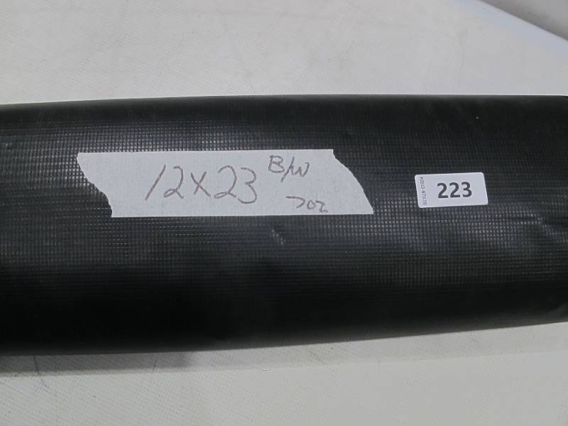 lot 470 image: NEW Vinyl Tarp - 12 x 23  Black  White Vinyl tarp with Grommets - 9 oz. Lightweight Duty - DIRTY