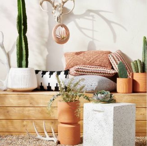 lot 635 image: Outdoor White Side Table Project 62 Terrazzo Patio Accent Table - NO BOX