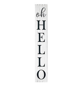 lot 65 image: NEW Members Mark Distressed White 6 Oh Hello Entry-Way Sign