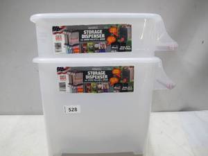 lot 528 image: NEW 2 Pack of Buddeez Wood Dispenser Pellet Storage, ClearGray - Missing Lids