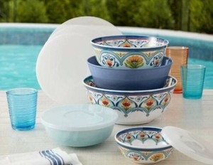 lot 537 image: NEW Members Mark  Ten (10) Piece Melamine  Nesting Bowl Set  Talavera