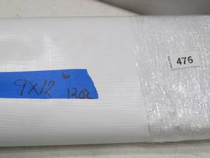 lot 476 image: NEW Vinyl Tarp - 9 x 12  White  White Vinyl tarp - 12 oz. Medium Light Duty
