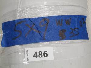 lot 486 image: NEW Vinyl Remnant - 35 oz. 5 x 9 GrayWhite Vinyl tarp - Heavy Duty - Dirty