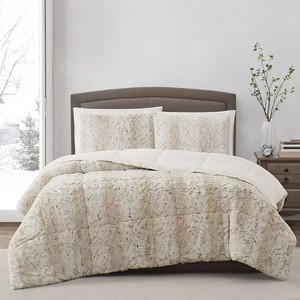 lot 452 image: NEW Christian Siriano Faux Fur Comforter Set - Tan