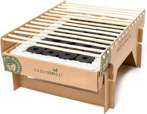 lot 969 image: NEW 2 Pack of CasusGrill Single Use Biodegradable Mini Grill Portable & Disposable Grill, Great for Outdoor Charcoal BBQ & Camping, All Natural Materials, Easy Set Up - No Lighter Fluid Needed