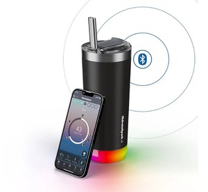 lot 594 image: NEW HidrateSpark Pro 20-oz. Stainless Steel Smart Tumbler w 3 Straws - Black