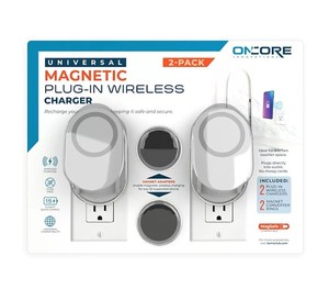 lot 622 image: NEW Oncore Universal Magnetic Plugin Wireless Phone Charger (2 Charger Pack)