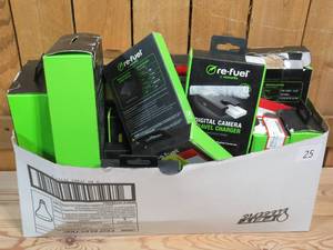 lot 25 image: Lot of 14 re-fuel camera battery chargers