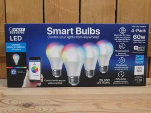 lot 14 image: Feit Electric Wi-Fi Smart Bulbs, 4-pack