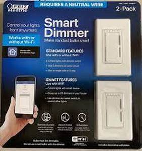 lot 54 image: Feit Electric Wi-Fi Smart Dimmer, 2-pack