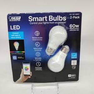 lot 12 image: 2 Pack-Feit Electric LED Light Bulb Smart Wi-Fi Color Changing Dimmable 60W WiFi
