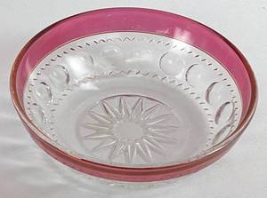 lot 20 image: 10 Tiffin Kings Crown Thumbprint Cranberry Glass Bowls
