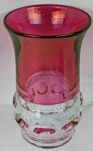 lot 23 image: Set B 8 Tiffin Franciscan Kings Crown Ice Tea Tumblers - 5.5 In, Darker Cranberry