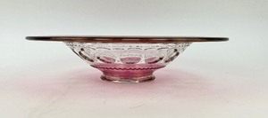 lot 35 image: Tiffin Kings Crown Thumbprint Pattern Ruby Flashed Platter and Bowl