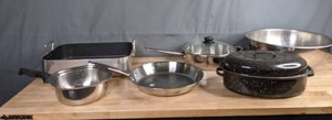 lot 117 image: Assorted Kitchen Roasters, Pans, Pots and More B