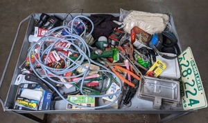 lot 119 image: Mystery Grab Box of Essential Home Maintenance Items All Purpose Caulk, Power Cords, Light Bulbs, Tools, Lamp & Appliance Timer, and Much More B